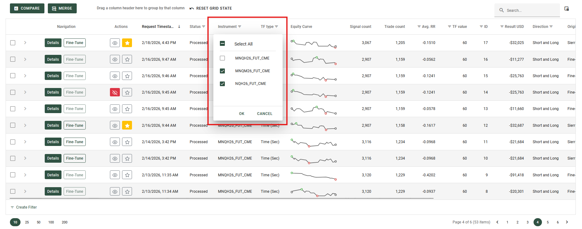 Data Grid Header Filter Example